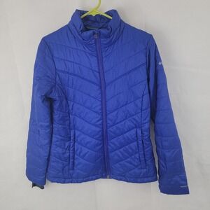 COLUMBIA Womens Jacket Sz MEDIUM Morning Light II Puffer BLUE Full Zip Omni Heat